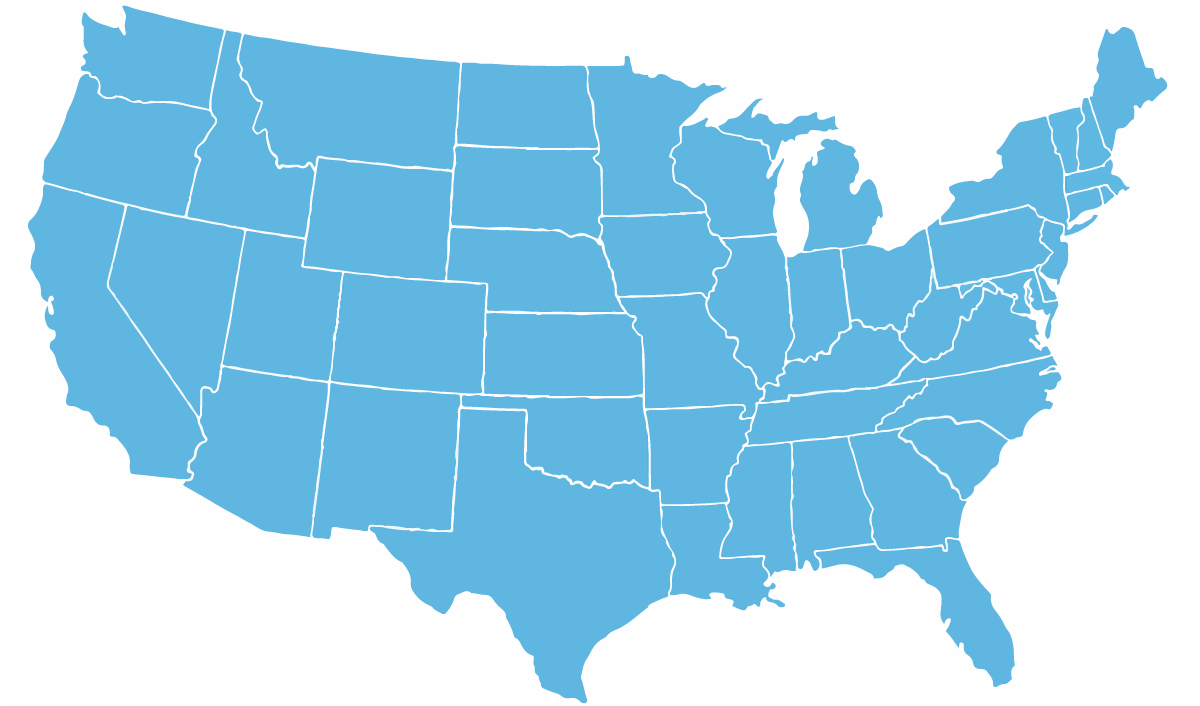 Illustrated map of continental united states