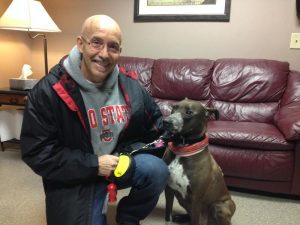 Richard Hussey's dog Bindi has no sign of cancer after undergoing a new pet radiation therapy. ________________________________________ Photo credit: ANN THOMPSON / WVXU